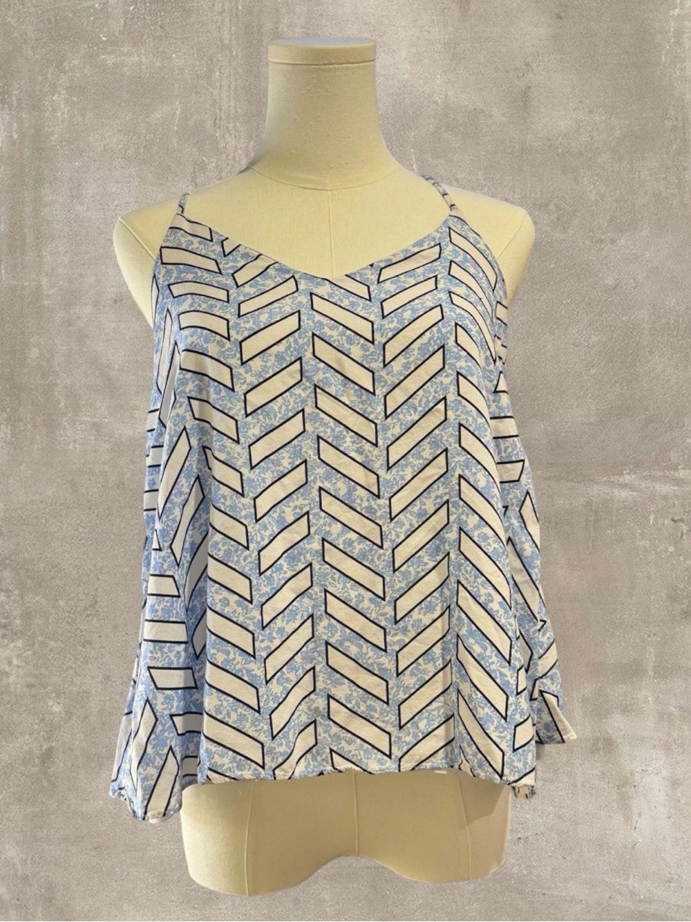 DO+BE Blue and White Chevron Print Cami